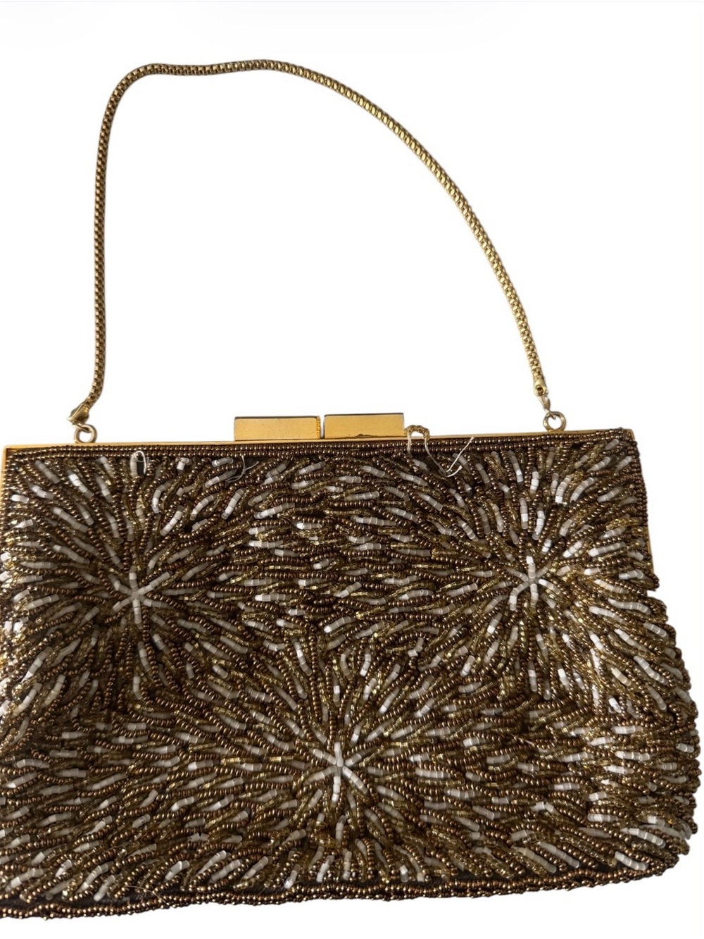 Vintage Elegant Gold Beaded Evening Bag